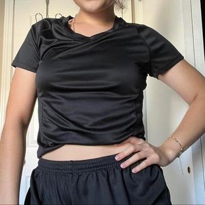Black v-neck workout top